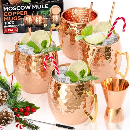 Benicci Moscow Mule Copper Mugs - Set of...