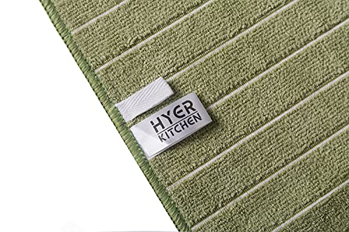 Hyer Kitchen Microfiber Kitchen Towels, Stripe Designed, Super Soft And Absorbent Dish Towels, Pack Of 8, 18 X 26 Inch, Green And White #TOP2
