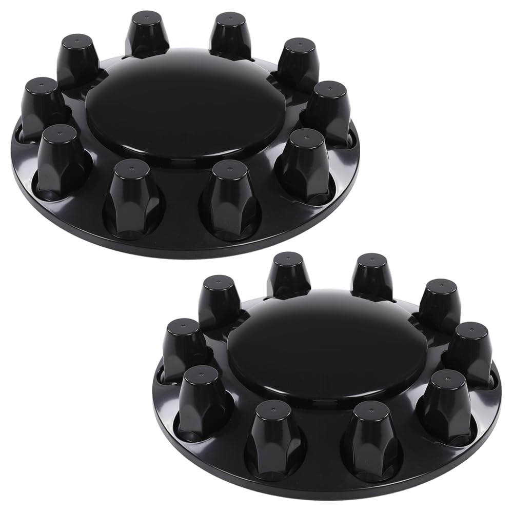 CNNELL Glossy Black Front Wheel Covers Hub Axle Semi Plastic ABS Pair 33mm Nut Covers 1Pair Compatible with Most of 10 Holes 20