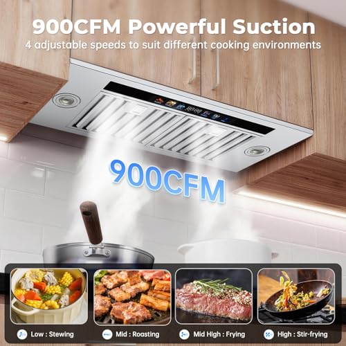Image of Range Hood Insert 30 inch, 900 CFM Stainless Steel Kitchen Hood