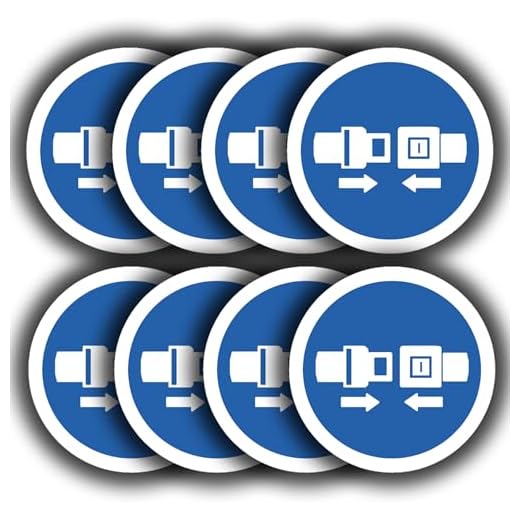 Paquete de 8 etiquetas de instrucciones para cinturón de seguridad, calcomanías para cinturones de seguridad para usar, 85 mm, impermeables, calcomanías de autobús y autobús