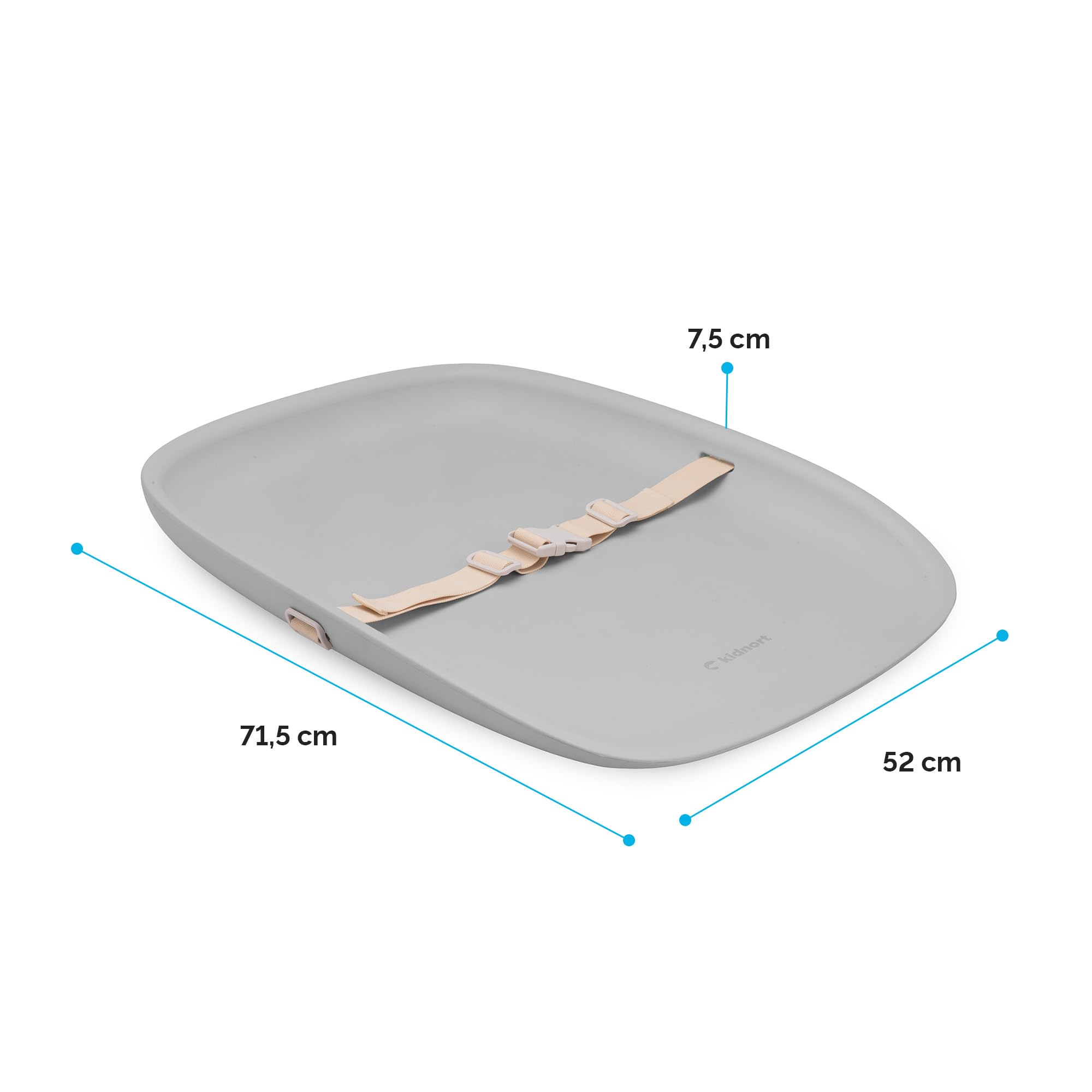 Rengjore Wickelauflage Wickelunterlage abwaschbar mit erhöhten Seiten und verstellbarem Gurt rutschfester Unterseite für Wickeltisch Wickelkommode Wickelaufsatz für Babys Frost Grey