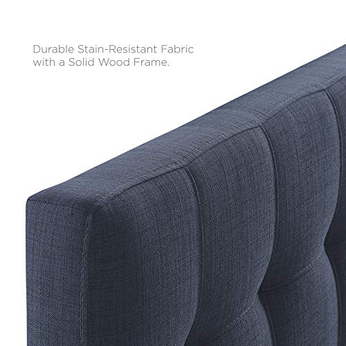 Image of Modway Lily Tufted Linen Fabric Upholstered Twin Headboard in Navy
