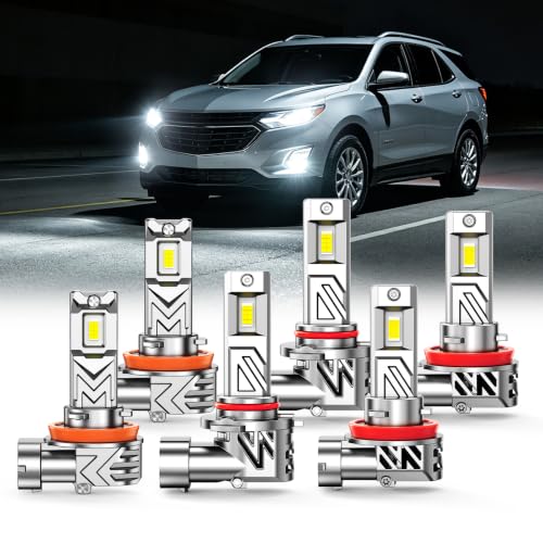 Image of SEALIGHT Light Bulbs Combo Fit for Chevrolet Equinox 2010-2015 2018, 9005 /HB3 H11 /H8 /H9 LED Bulbs + H11 /H16 Fog Light Bulbs, 180000LM, 1200% Brighter, Premium Cooling, Pack of 6