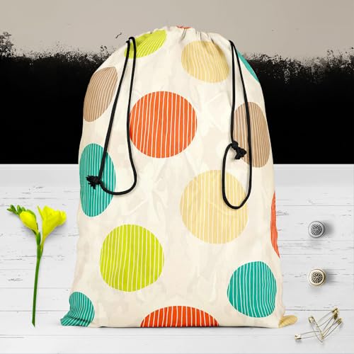 Image of ArtzFolio Retro Circles | Reusable Sack Bag | Bag for Gym, Storage, Vegetable & Travel
