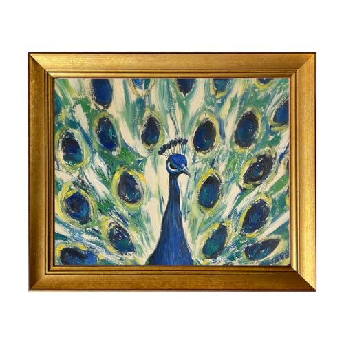 Vintage Gold Framed Wall Art Peacock Canvas Print Colorful Peacock Oil Painting Bird Boho Artworks for Bedroom Living Room Bathroom