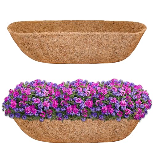 Halatool 30 Coco Liners for Planters 2 Pack Coconut Fiber Trough Liners