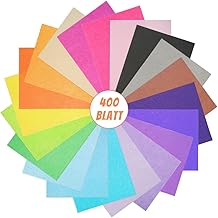 VGOODALL 400 Blatt Transparentpapier Bunt, 20 Farben Seidenpapier, Tissue Paper DIN A4, 16 g/qm Glanzpapier zum Basteln, Bastelpapier für Geburtstag Hochzeit Weihnachten Dekoration Verpackung