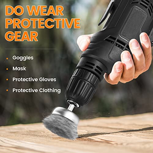 Tilax Wire Brush For Drill Set, 19 Piece Wire Wheel Cup Brush 1/4 Inch Hex Shank, Arbor 0.012 Inch Coarse Carbon Steel Crimped Wire Brush For Drill Attachment, Rust Removal, Polishing And Abrasive #TOP6