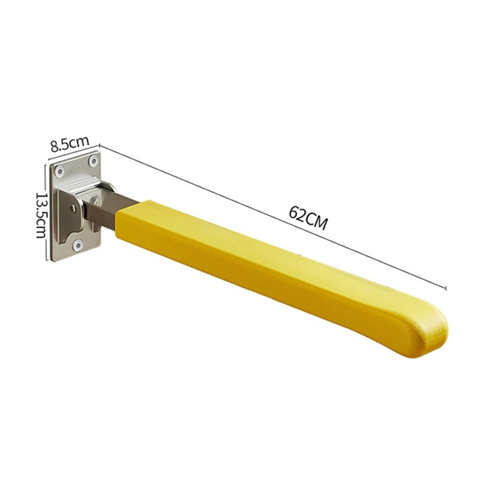 Barra abatible baño Mango Plegable de 24 Pulgadas, Agarre Inodoro Grueso Antideslizante Seguridad montado en la Pared for Herramienta Asistente Superior Amarillo
