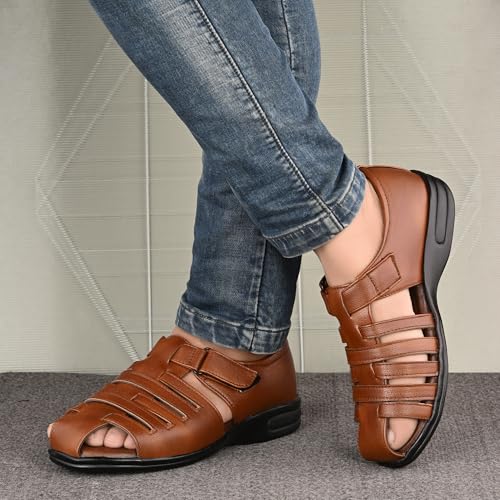 Image of Centrino Sandal for Men | Grip Insole for Stability | Modern Look with Straps | Comfortable Footwear (9780)