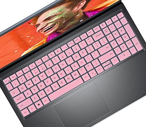 Keyboard Cover for 2021 New Dell inspiron 16 7610 & inspiron 15 5510 5515, inspiron 15 3510 3511, Latitude 3520 Laptop. New Dell inspiron 15 3000 5000 Keyboard Skin Protector - Pink