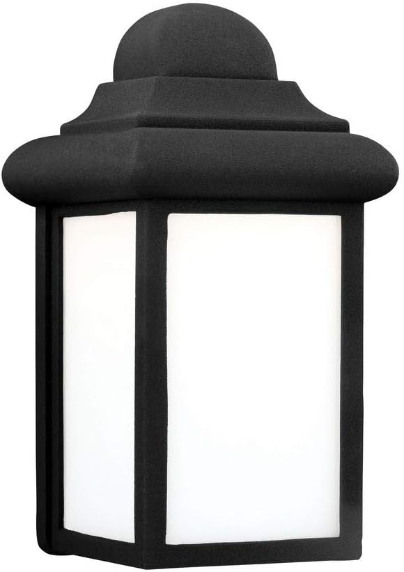 Black Bronze Outdoor Lantern Sconce with White Glass Shade