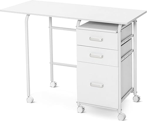 Escritorio plegable blanco para computadora de oficina en casa, portátil, portátil, mesa de lectura, uso versátil, diseño de ahorro de espacio,