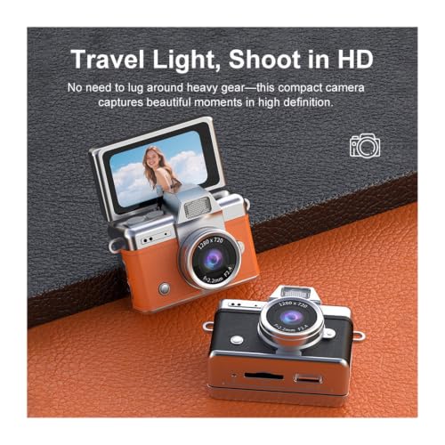 Mini cámara digital retro CCD con pantalla abatible 1.47 pulg miniatura 4