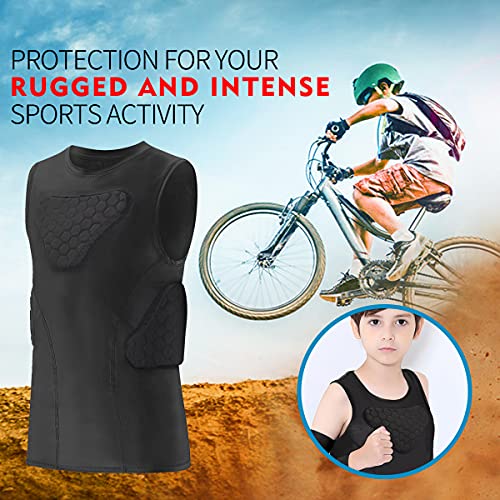 Dgxinjun Youth Padded Shirt Chest Rib Heart Guard Protector Kids Boys Girls Protective Compression Vest Tank For Football Baseball Lacrosse Goalies Softball #TOP5