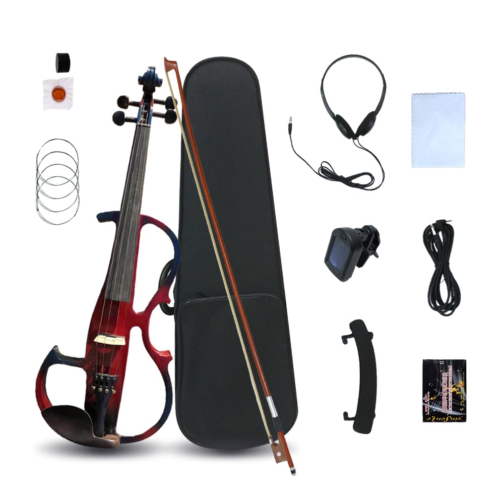 ModouString Silent Electric Violin 4/4 size 4 string Violin Set Solid Wood Ebony Fittings 1/8 inch Jack