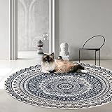 BANXNEW Circular Area Rug Indian Pattern Rug Imitation Cotton and Linen Rug, Retro Tassel Non-Slip C