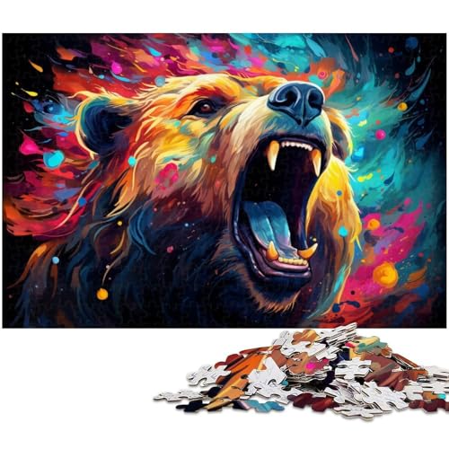 Rompecabezas de Madera de 1000 Piezas para Adultos diseño de Oso violento y furioso Juguetes educativos para familias 1000 Piezas (75 x 50 cm)