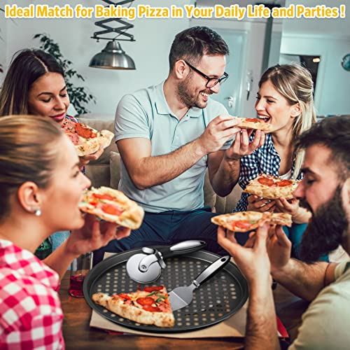 6 Pack 12 Inch Pizza Pans With Holes And Pizza Cutter Wheel Pizza Server, Nonstick Carbon Steel Pizza Tray For Oven Bakeware Pizza Pan For Oven Large Round Pizza Pans For Home Restaurant Kitchen #TOP5