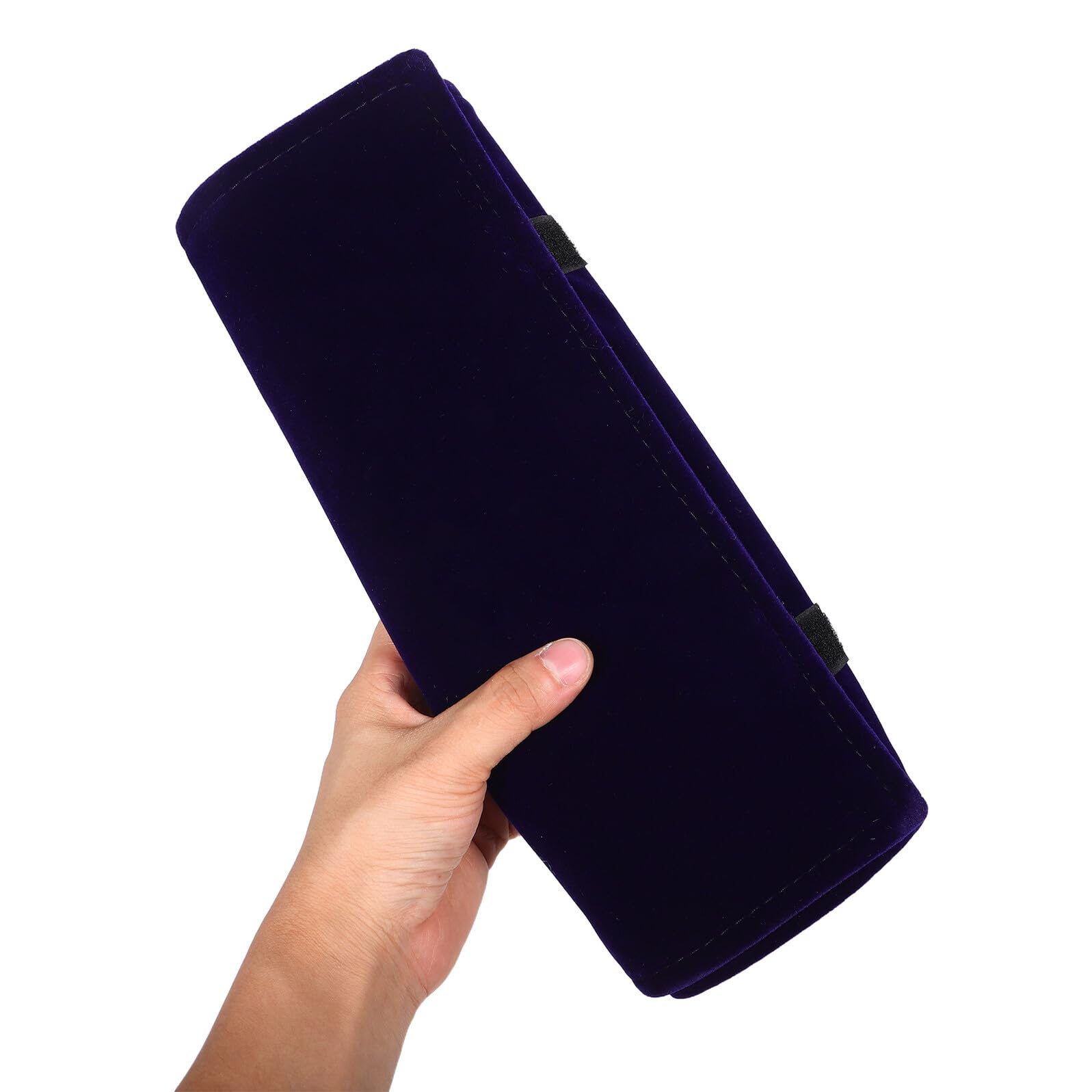 Estuche Enrollable para Joyas de Viaje Azul Oscuro, Organizador Portátil de Terciopelo Compartimentos para Collares y Pendientes, Compacto y Protector para Uso en Viajes