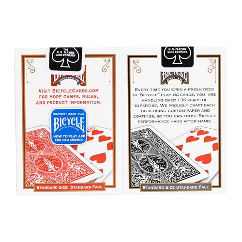 image for Bicycle Rider Back Playing Cards, Standard Index, Red & Black Decks of