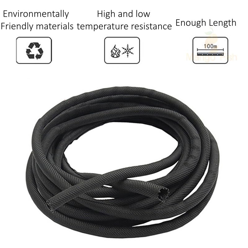 Cable Management Gaine extensible 1/5 m, gaine auto-fermée tressée en PET, gaine isolante for câble, gaine fendue for organisateur de conduites, protection d'enroulement de fil(50 Meters,13.0 mm)