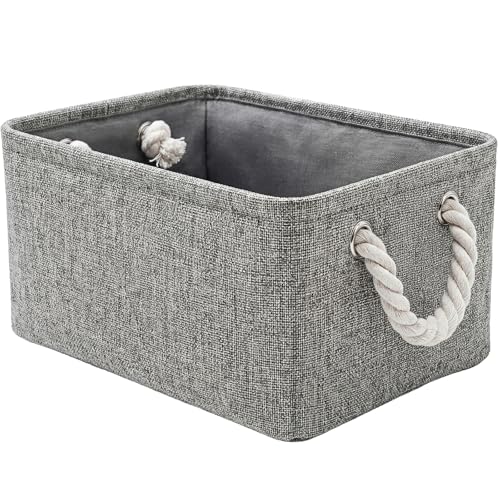 Image of TheWarmHome Storage Bins for Shelves - 11.8x7.9x5.2 inch Grey Small Storage Baskets for Organizing, Fabric Storage Cubes Closet Organizer for Home Nursery Gift Decorative (Gray)