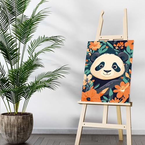 Kit peinture par numéros panda pour décoration salon cosy