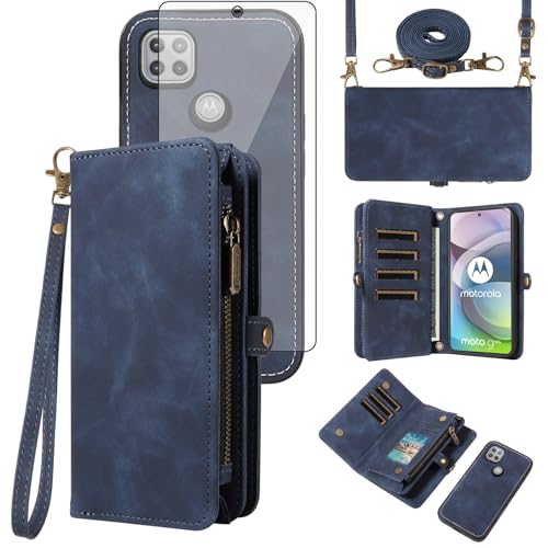 Coque Motorola Moto One 5G Ace Asuwish avec fermeture éclair et protège-écran