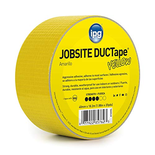 Image of IPG JobSite DUCTape, Colored Duct Tape, 1.88 inch x 20 yd, Yellow (Single Roll)