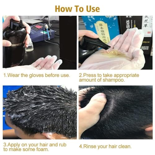 Image of 3 In 1 Hair Dye Black Hair Shampoo For Women & Men Organic Shampoo Herbal 3 In 1 Hair Dye Instant Black Hair Shampoo - (1 - PCS)