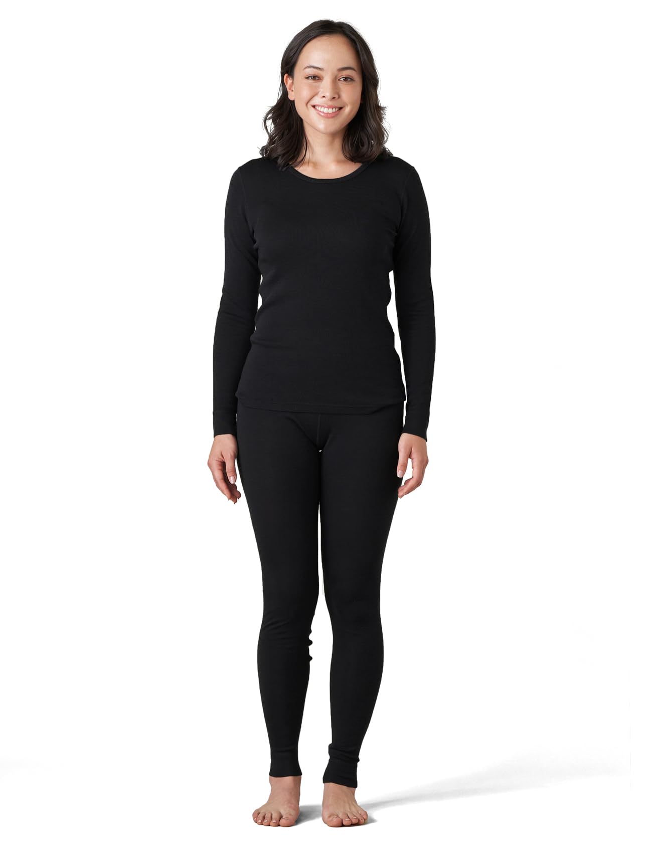 LAPASA 100% Lana Merino Set Termico Intimo Donna Strato Base Maglia a Maniche Lunghe e Pantaloni Lunghi L58