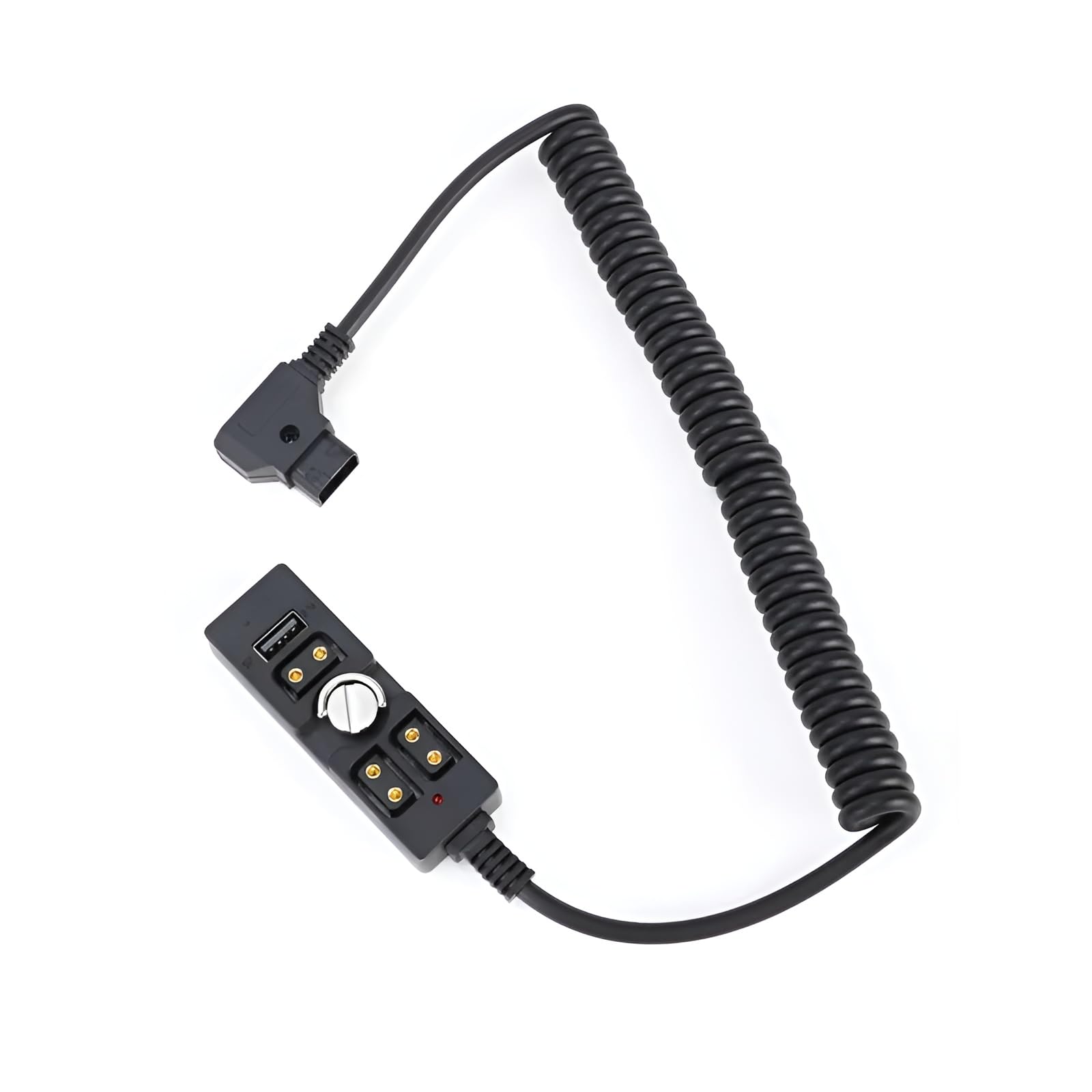 DF DIGITALFOTOCoiled Male D-Tap to 3 Point Female Splitter Power Cable Hub with USB and Indicator Light - Perfect for Anton Bauer, V-Mount, ARRI, RED Camera, TILTA, Steadicam, IDX Battery