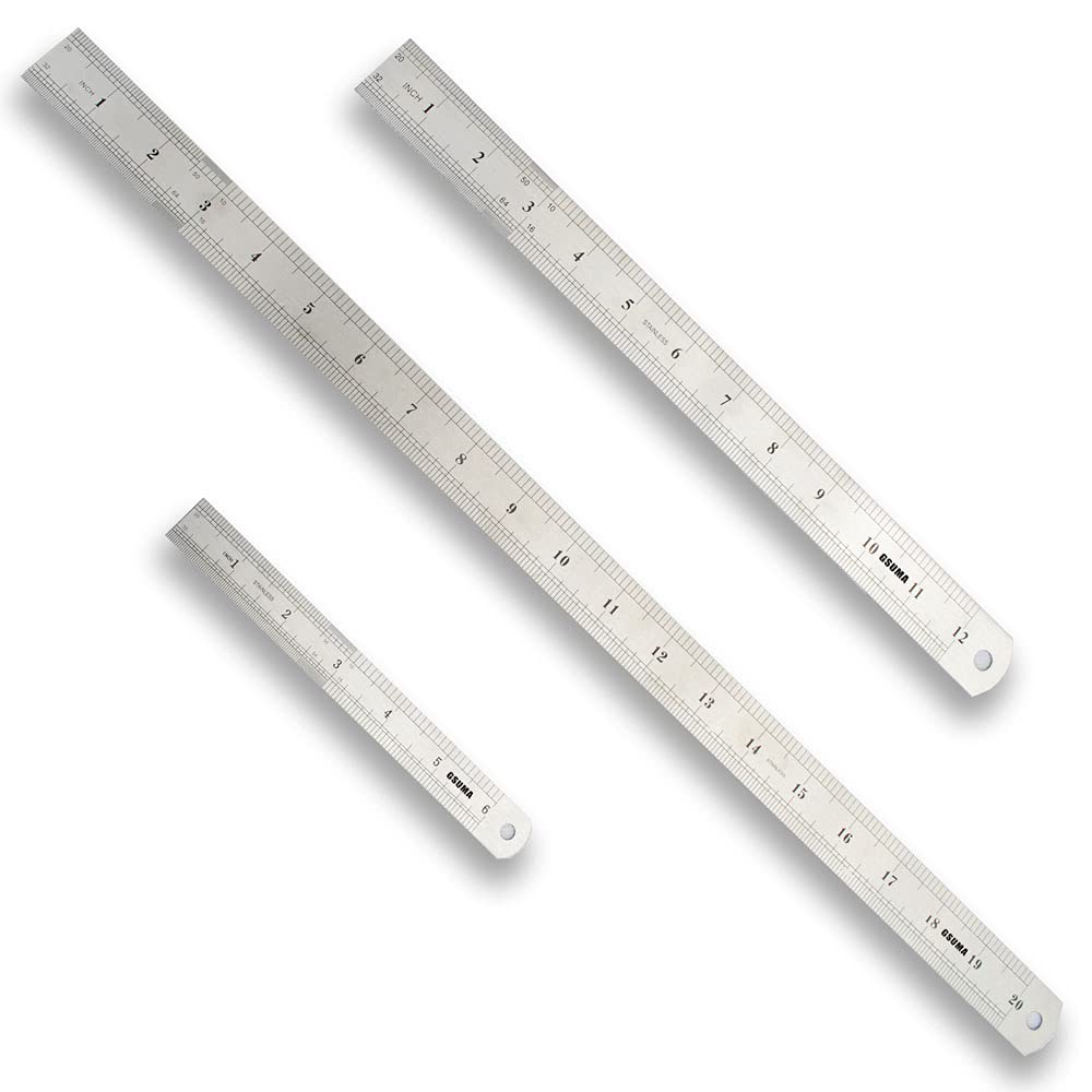 Ifundom 3-Piece Steel Ruler Set – Stainless Steel Rulers In 20cm, 30cm, 40cm | Inch & Metric
