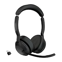Jabra Evolve2 55 Cuffie Wireless Stereo con tecnologia Jabra Air Comfort, USB-A dongle, Ottimizzato per Microsoft Teams, Stereo, Senza Supporto