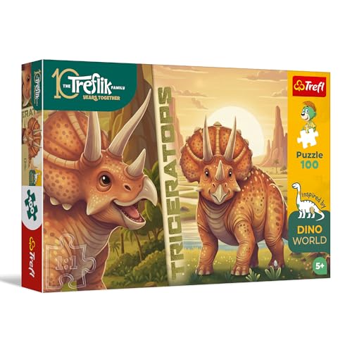 Trefl - Puzzle 100 Teile, Inspired By Dino World, Triceratops, 5+