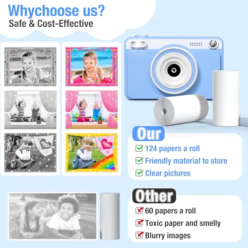 GREENKINDER 5 Rollen Druckpapier für Kinderkamera, Sofortdruck Thermopapier, Nachfüllpapier für Kinderkamera, Sofortbildkamera Druckpapier für Kinder(Für die Sofortdruckkameras des Modells H10)