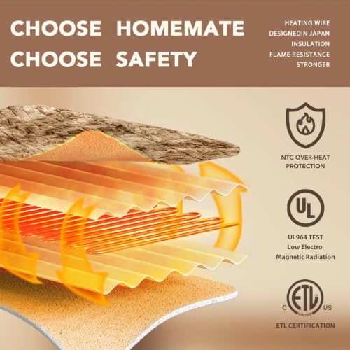 Image of Homemate Electric Heated Heating Blanket King Size 100 inchx90 inch Dual Control | ETL Certified 2 /4 /6 /8H Auto-Off 10 Heat Level Overheat Protection Machine Washable FauxFur Sherpa,Cold Room Cold Sleeper Gift
