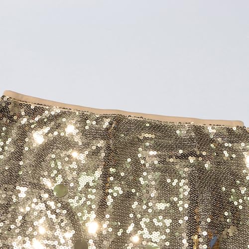 Sequin Skirt for Women Elastic High Waist A-Line Sparkly Street Prom Glitter Shiny Skirt Night Out Party3