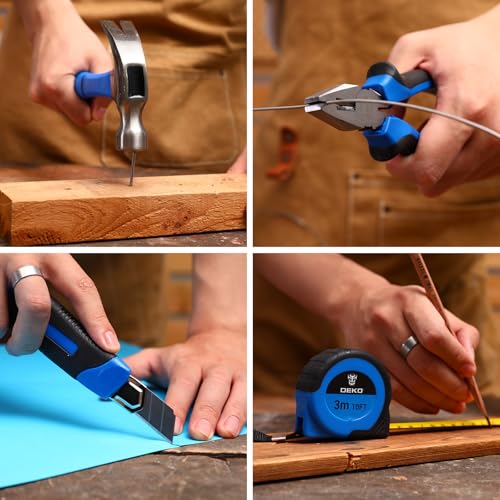 Blue Drill Tool Kit Set: 20V Cordless Power Drill Tool Box with Battery Electric Drill Driver for Men Home Hand Repair Basic Toolbox Tools Sets Drills Case
