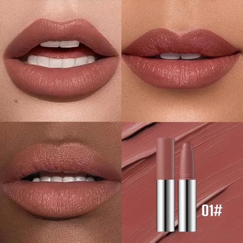 Image of Muted Nude Brown Matte Lipstick Crayon - Waterproof Long Lasting Lip Liner Pencil, High Pigment Creamy Velvet Lipstick, Non-Drying Lip Color for Women, 01#