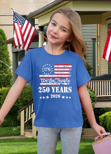 Image of CAZYCHILD Kids 250 Anniversary USA Shirts 250 Year American Flag Tshirt Boys and Girls Happy 250th Tee 4th of July Tops