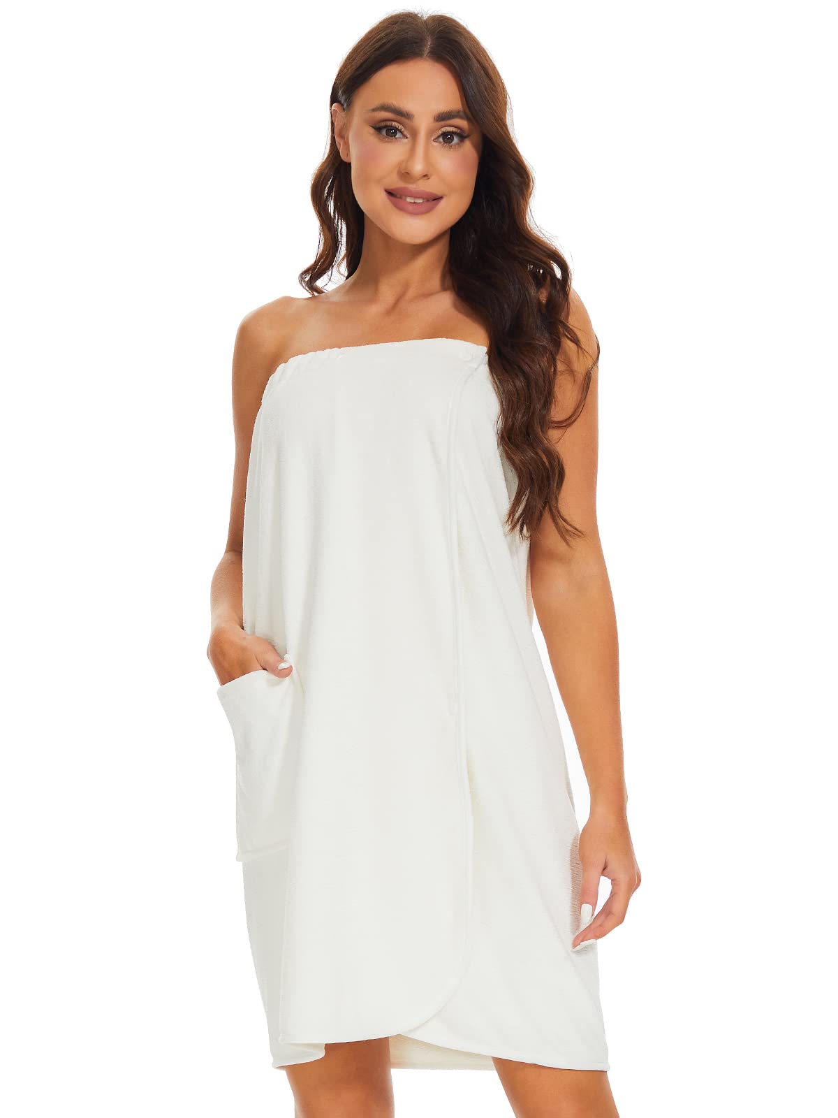 Knuffnee Women Bath Towel Robe Spa Body Wrap Shower Bathrobe Adjustable Snap Closure