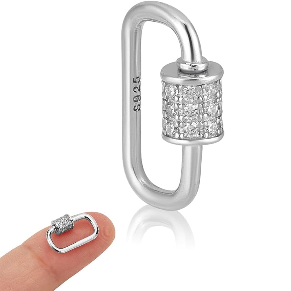 NBEADS Mosquetón de plata de ley 925, cierre de mosquetón con circonita cúbica, clip de bloqueo para collar