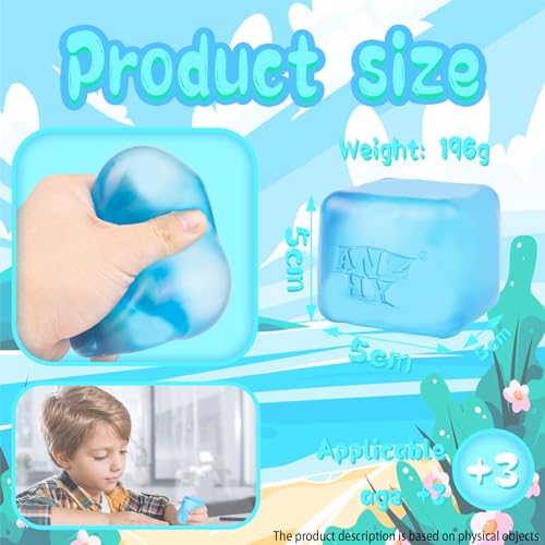 Image of Stress Sugar Ball Cube- Squishy Fidget Toys Stress Cube for Anxiety Stress Relief,High Density Gel Filled, Calming Toys for Kids Adults