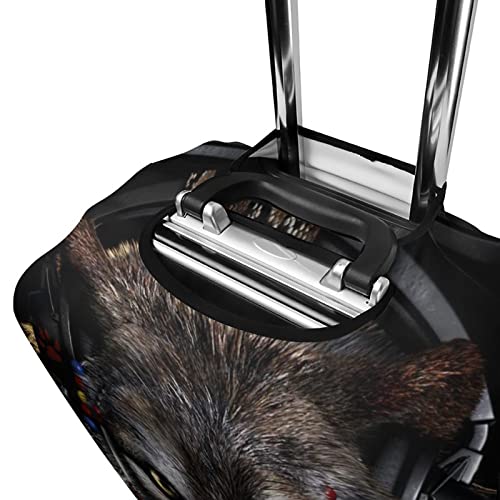 Native American Wolf Oortelefoon Koffer Cover Wasbaar Reizen Trolley Case Anti-kras Bagage Cover Premium Trolley Protector S - Image 6