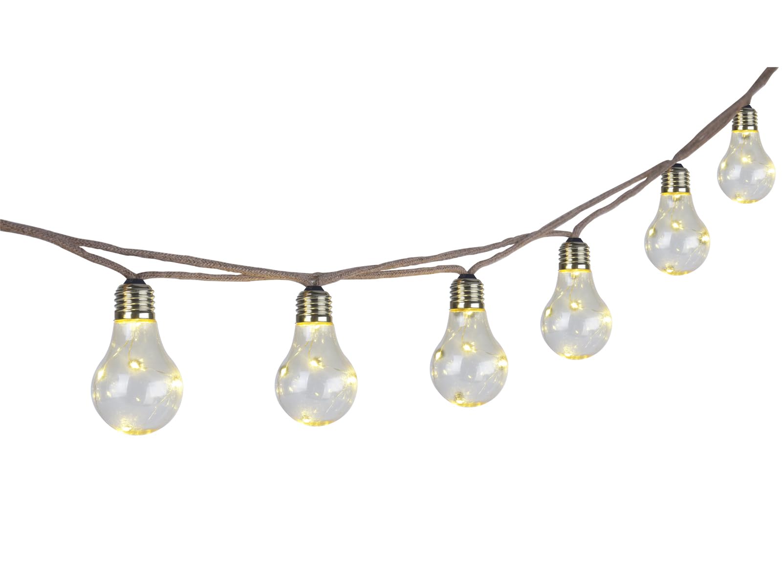meineWunschleuchte 2er Set Solarbetriebene Outdoor Lichterkette mit 10 Glühbirnen, Länge 5,7 Meter