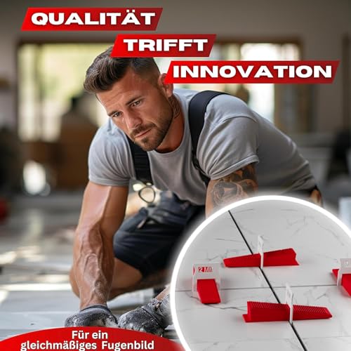 M&N Fliesen Nivelliersystem Set 1mm, 1,5mm, 2mm, 3mm Mega- Auswahl (200x 2mm Laschen) - Fliesen-Verlegehilfe Werkzeug für Leien & Profi - Fliesenleger Fliesennivellierungssystem Zubehör