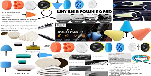 Image of DIY Crafts 45 Pcs 15x3, 5 inch inch, Mini 1-3 inch inch Choice 1-7 inch inch Sponge Buffing Pads Cones Waxing Pads Drill Adapter for Tight Area Detailing Polishing Waxing Sealing (45 Pcs 15x3, 5 inch inch)